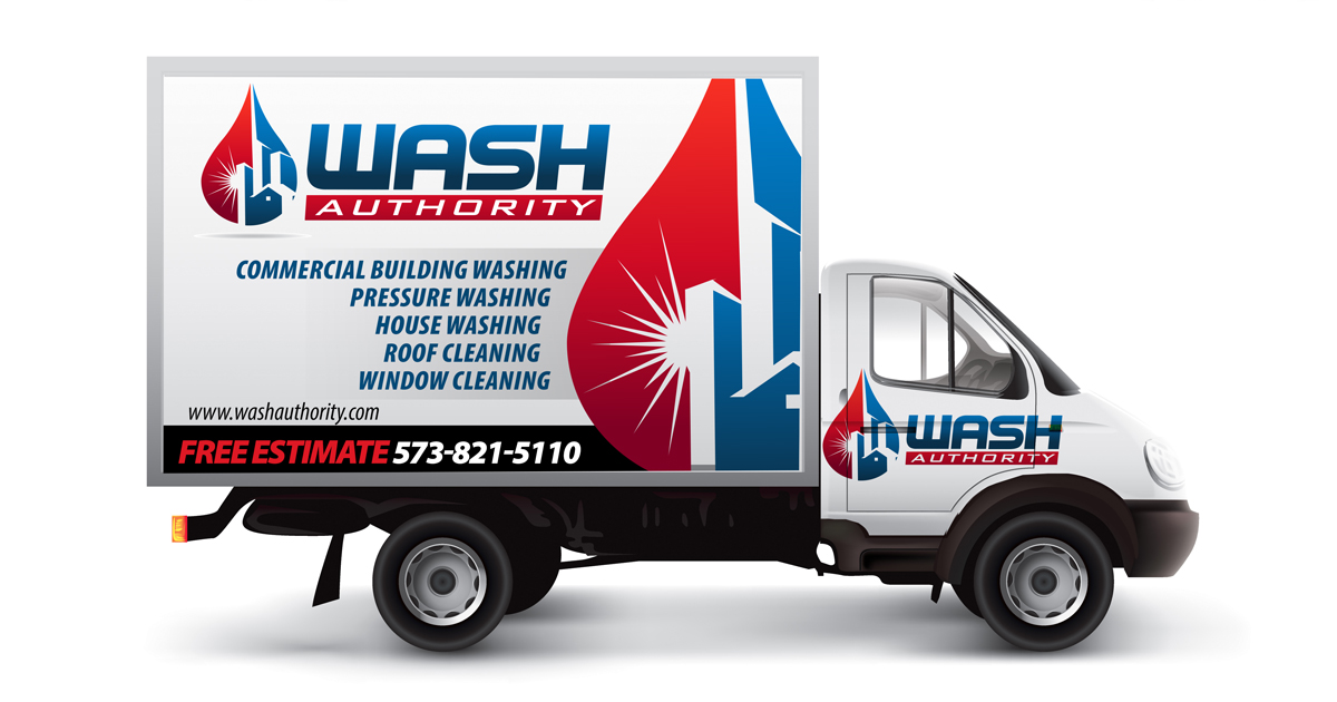 Exterior truck wrap for Wash Authority residential and commercial window cleaning.